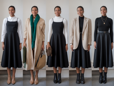 How to turn a single black midi dress into seven day-to-night outfits using accessories you already own